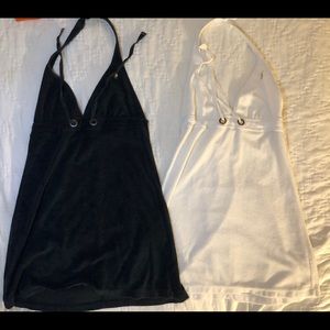 J Crew beach cover up dress terrycloth black white